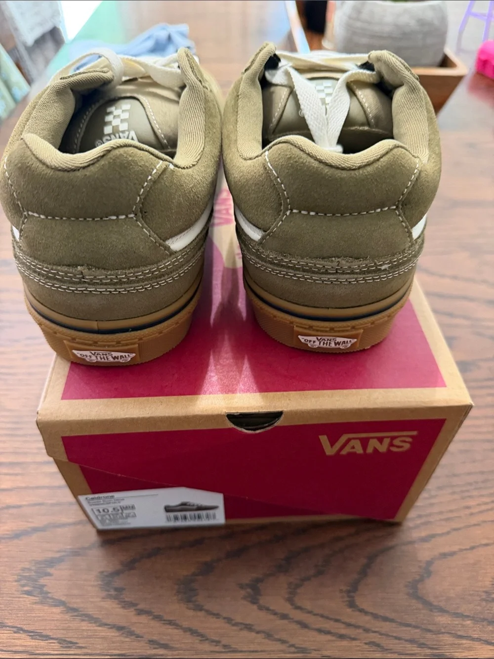 Vans Olive Suede Low-Top Sneakers with White Stripe